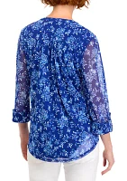 Women's Printed Henley Top