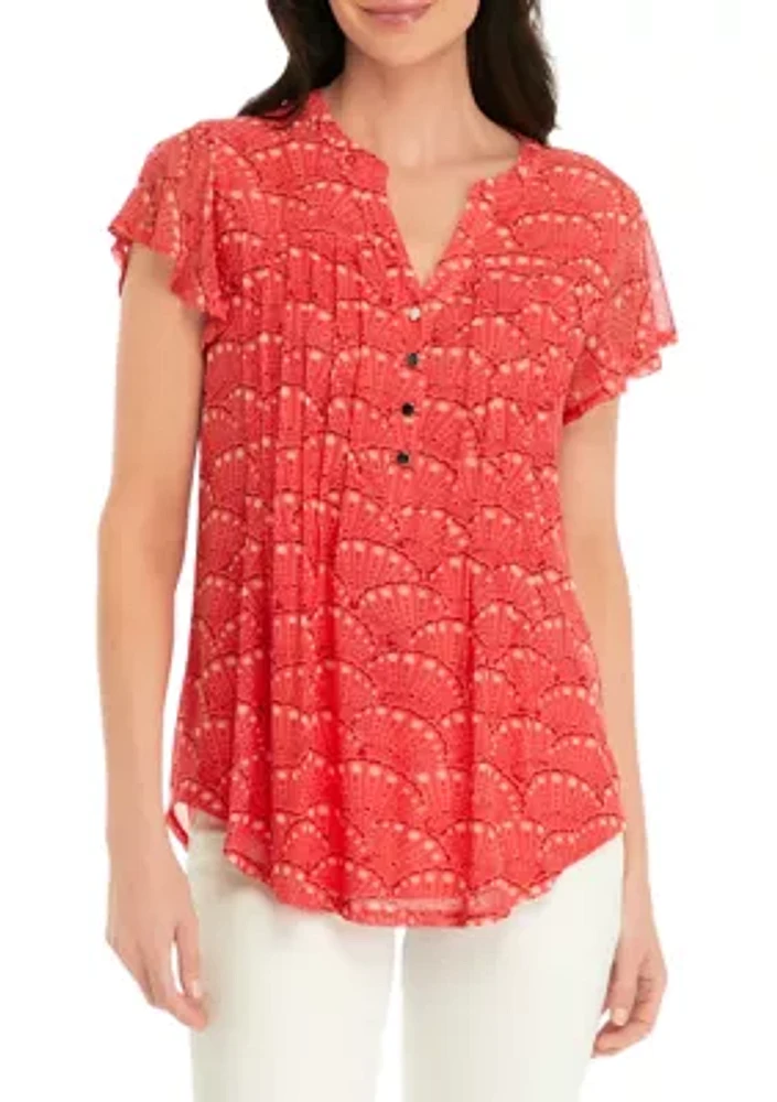 Women's Printed Mesh Knit Top