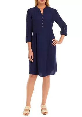 Women's Solid Henley Dress