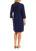 Women's Solid Henley Dress