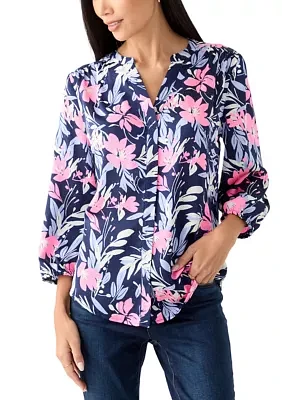 Women's Henley Printed Top