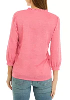 Women's 3/4 Sleeve Hacci Peasant Top