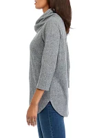 Women's 3/4 Sleeve Cowl Neck Hacci Top