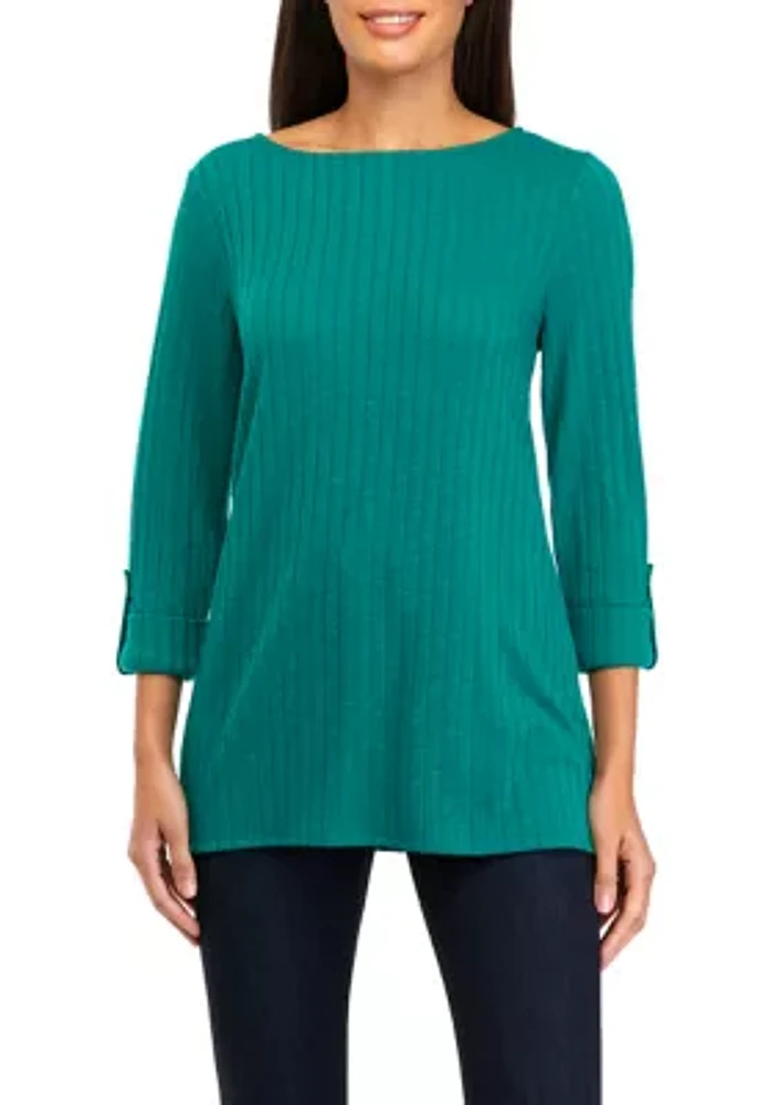 Women's 3/4 Roll Tab Popover Sleeve Top