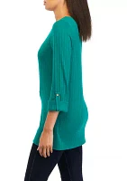 Women's 3/4 Roll Tab Popover Sleeve Top