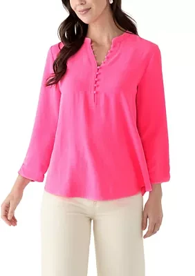 Women's Woven Split Neck Top