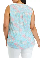 Plus Sleeveless Printed Blouse