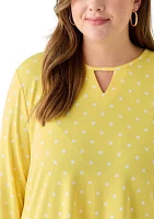 Plus 3/4 Sleeve Sharkbite Hem Tunic