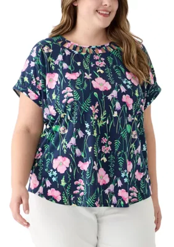 Plus Printed Knit Top