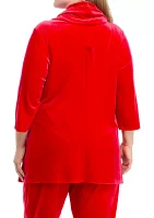 Plus Velvet Shark Bite Hem Shirt