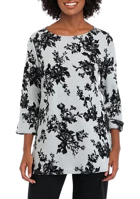 Petite 3/4 Sleeve Printed Swing Top