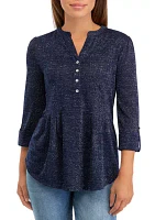 Petite 3/4 Sleeve Henley Top