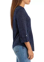 Petite 3/4 Sleeve Henley Top