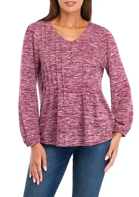 Petite V-Neck Henley Shirt