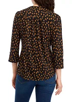 Petite Printed Knit Henley Shirt