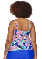 Plus Coast is Clear Twist Front Aries Tankini Style Swim Top