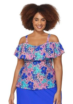 Plus Tropicana Gardens Tortuga Tankini Swim Top