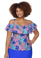 Plus Tropicana Gardens Tortuga Tankini Swim Top