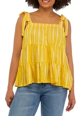 Juniors' Tiered Tie Shoulder Top