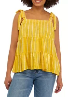 Juniors' Tiered Tie Shoulder Top