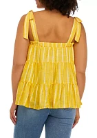 Juniors' Tiered Tie Shoulder Top