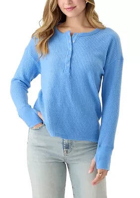 Women's Textured Cozy Knit Henley Shirt