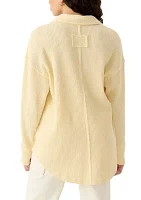 Women's Waffle Knit Johnny Collar Pullover