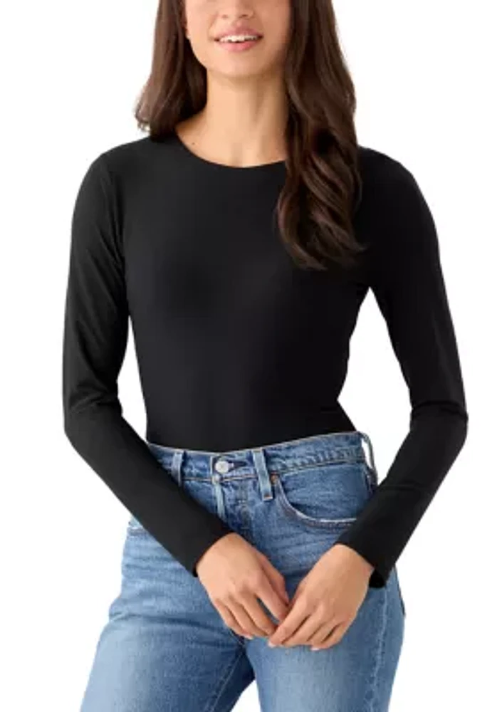 Women's Long Sleeve Peached Jersey Bodysuit