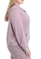 Plus Zip Long Sleeve Waffle Sweatshirt