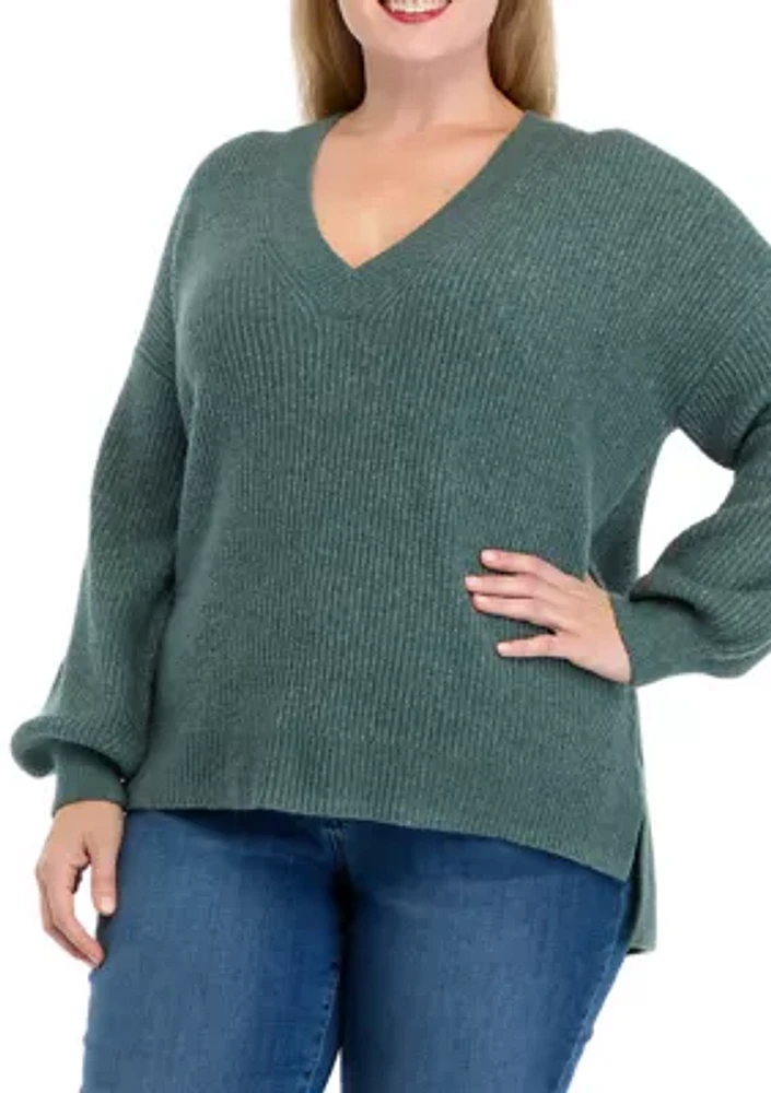 Plus Knit V-Neck Sweater