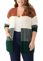 Plus Color Block Cardigan