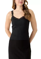 Women's Lace Trimmed Ribbed Sweetheart Tank