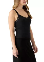 Women's Lace Trimmed Ribbed Sweetheart Tank