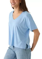 Women's Short Sleeve V-Neck Oversized T-Shirt