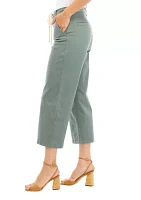 Women's Wide Leg Cropped Pants with Rope Belt