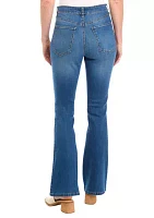 Women's High Rise Button Flare Jeans