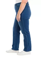 Plus Mid Rise Straight Stretch Jeans