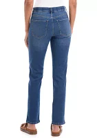 Petite Mid Rise Straight Stretch Jeans