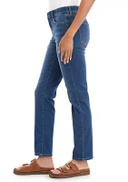 Petite Mid Rise Straight Stretch Jeans