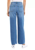 Women's Utility  Straight Jeans with Destructed Hem