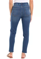 Petite 5 Pocket Mid Rise Skinny Stretch Jeans