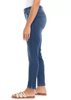 Petite 5 Pocket Mid Rise Skinny Stretch Jeans