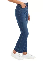 Petite High Rise Crop Flare Jeans with Release Hem