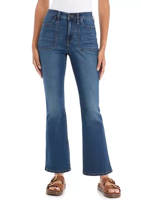 Petite Patch Pocket Flare Jeans