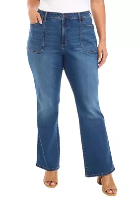 Plus Patch Pocket Flare Jeans