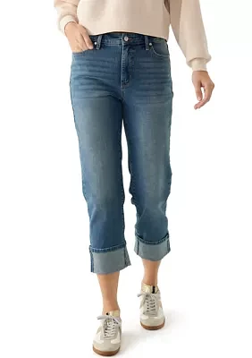 Women's High Rise Wide Cuff Straight Jeans