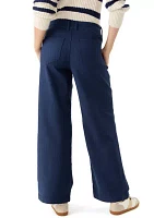 Women's High Rise Double Button Wide Leg Pants