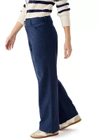 Women's High Rise Double Button Wide Leg Pants