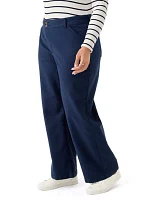 Plus Mid Rise Double Button Wide Leg Pants