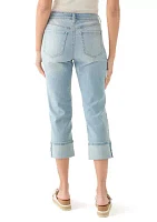 Petite Mid Rise Cuff Straight Jeans